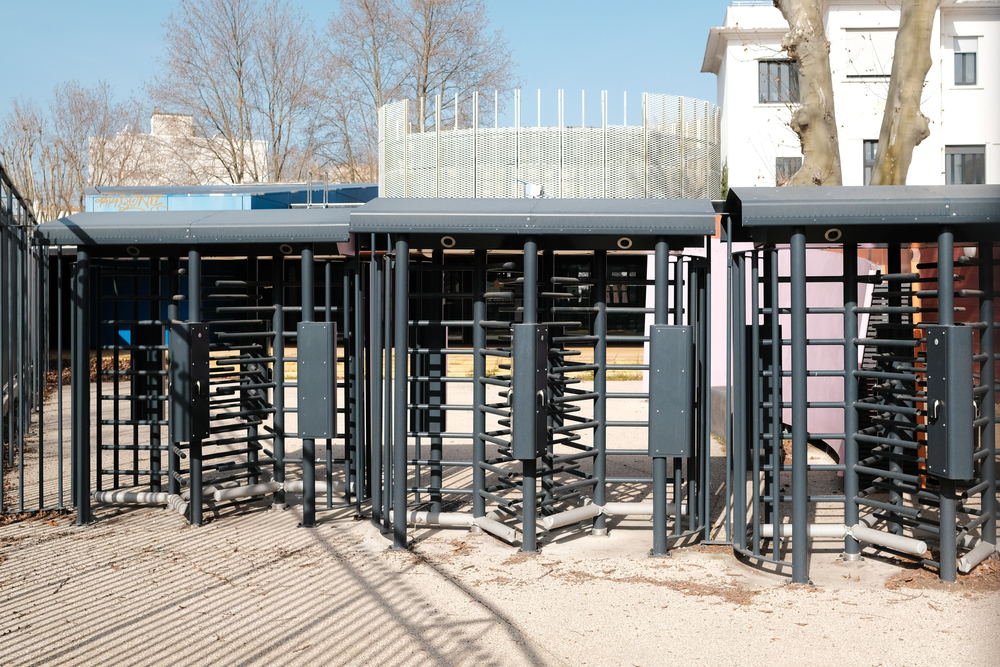 Arles,,france, ,02,26,2021:,security,turnstiles,are,installed